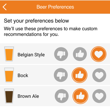 Preferences Mobile App Screenshot